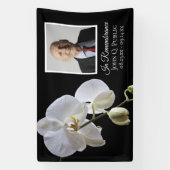 Witte Orchidee op Zwarte Viering van het Leven Beg Spandoek (Verticaal)