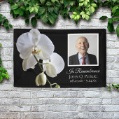 Witte Orchidee op Zwarte Viering van het Leven Beg Spandoek