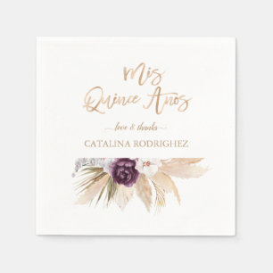 Witte Orchidee Paarse Roos Pampasgras Quinceañera Servet