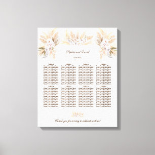 Witte Orchidee Pampas Gras Trouw Stoelenkaart Canvas Afdruk