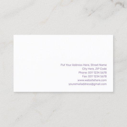 Witte orchidee reflectie op water zachte lavendel visitekaartje (Achterkant)