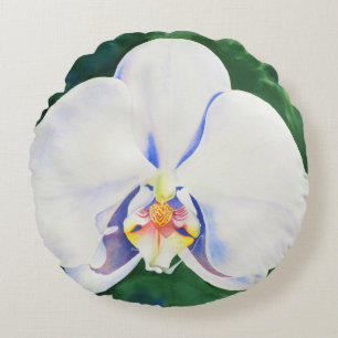 Witte Orchidee Rond Kussen
