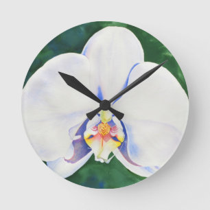 Witte orchidee ronde klok