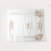 Witte Orchidee Roos Pampas Gras Fotohokje Bruiloft Wandkleed (Voorkant (horizontaal))