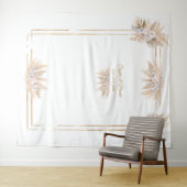 Witte Orchidee Roos Pampas Gras Fotohokje Trouwen Wandkleed (In Situ (horizontaal))