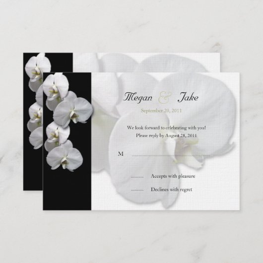 Witte Orchidee RSVP Uitnodiging (Voorkant / Achterkant)
