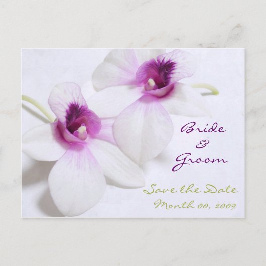 Witte orchidee Save the date briefkaarten (Voorkant)