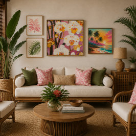 Witte Orchidee Schilderachtige Tropische Indruk Canvas Afdruk