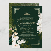 Witte Orchidee Smaragdgroene Prinses Quinceañera  Kaart (Voorkant / Achterkant)