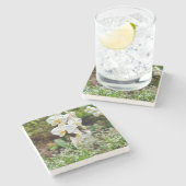 Witte Orchidee Stenen Onderzetter (Zijkant)
