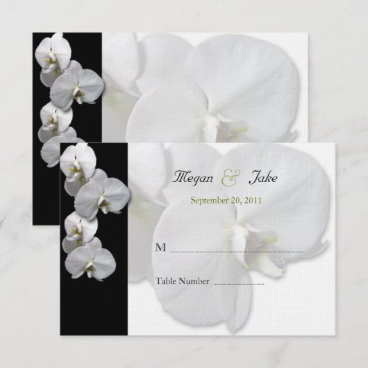 Witte Orchidee Tafel Stoelen Kaarten (Voorkant / Achterkant)