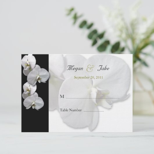 Witte Orchidee Tafel Stoelkaartjes Kaart (Staand voorkant)