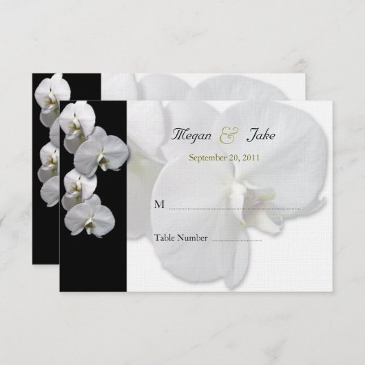 Witte Orchidee Tafel Stoelkaartjes Kaart (Voorkant / Achterkant)