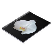 Witte orchidee tegen zwarte achtergrond notitieboek (Linkerzijde)