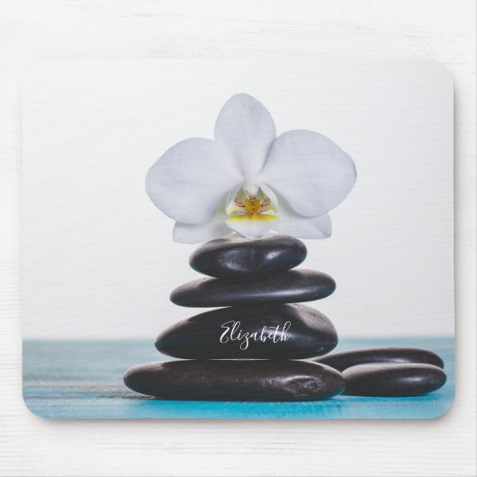 Witte Orchidee,Therapeutische Zen Stenen Muismat (Voorkant)
