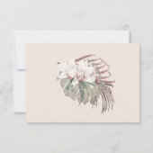 Witte Orchidee Tropisch Blad Blush Zwarte Bloemen  RSVP Kaartje (Achterkant)