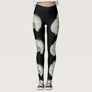 Witte orchidee, tropische witte bloemen leggings