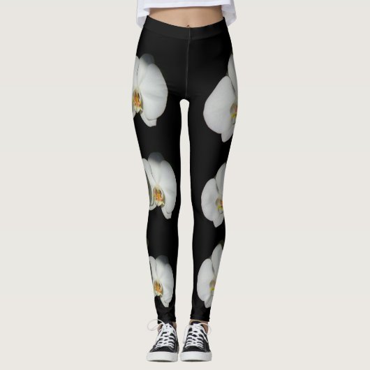Witte orchidee, tropische witte bloemen leggings (Voorkant)