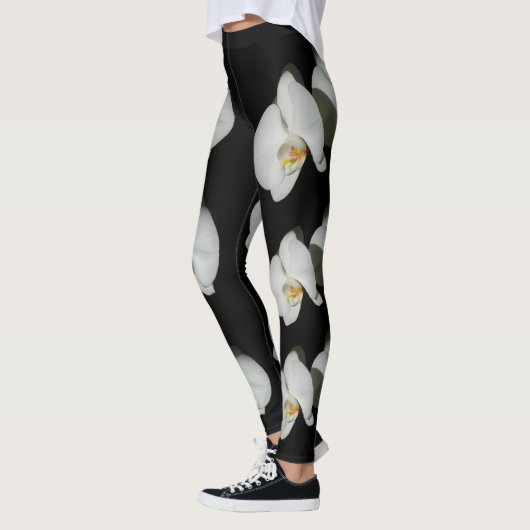 Witte orchidee, tropische witte bloemen leggings (Links)