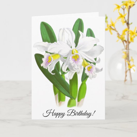  witte orchidee ventilator Aangepaste Kaart (Gele Bloem)