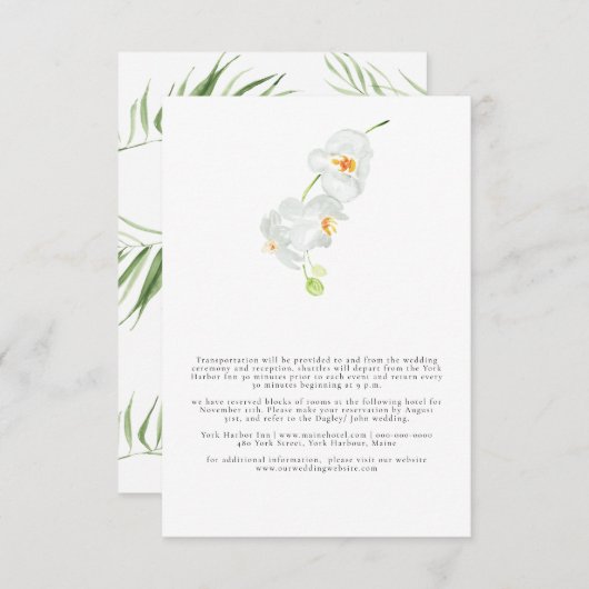 witte orchidee | Verticale bruiloft details Informatiekaartje (Voorkant / Achterkant)