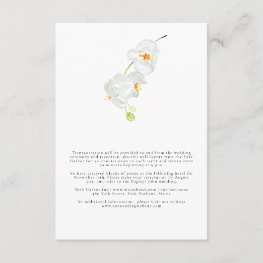 witte orchidee | Verticale bruiloft details Informatiekaartje (Voorkant)