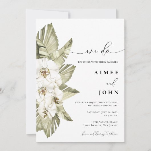 Witte Orchidee we doen bruiloft uitnodiging (Voorkant)