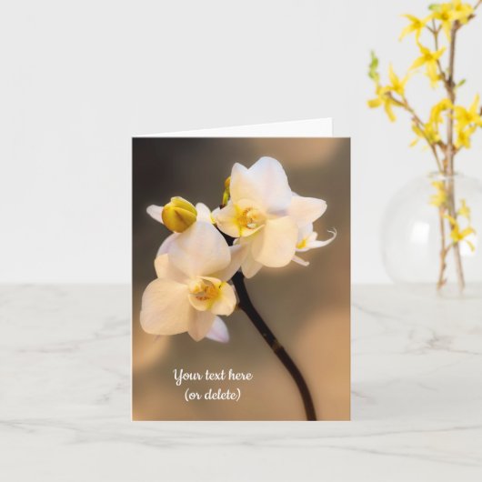 Witte Orchidee Wenskaart Kaart (Gele Bloem)