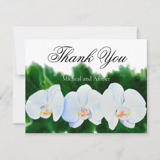 witte orchideeën bedankkaart (Voorkant)