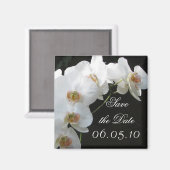 Witte Orchideeën Bewaar de Datummagneet Magneet (Voorkant / Achterkant)