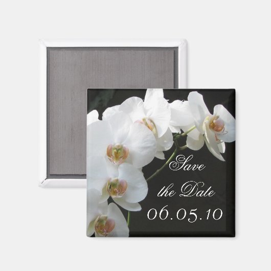 Witte Orchideeën Bewaar de Datummagneet Magneet (Voorkant / Achterkant)