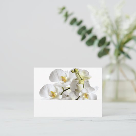 Witte orchideeën Blank bruiloft Plaatskaartje (Staand voorkant)