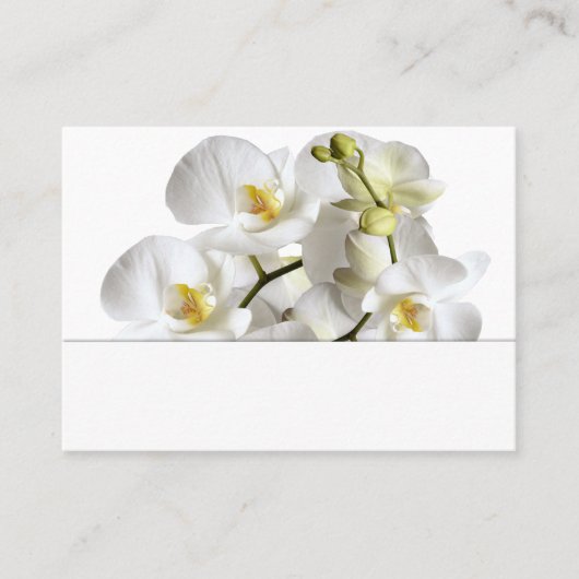 Witte orchideeën Blank bruiloft Plaatskaartje (Voorkant)