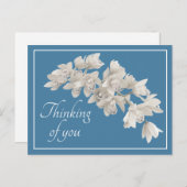 Witte orchideeën Blauwe Achtergrond Denk aan Jou Briefkaart (Voorkant / Achterkant)
