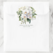 Witte Orchideeën Bloem Bloemige Bruiloft Ronde Sticker (Tas)