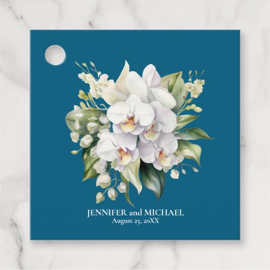 Witte Orchideeën Bloemen Bloemen Huwelijk Bedankjes Labels (Voorkant)
