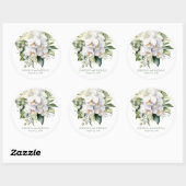 Witte Orchideeën Bloemen Bloemen Huwelijk Ronde Sticker (Vel)