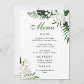 Witte orchideeën Bohemian Wedingnummer Kaart (Achterkant)