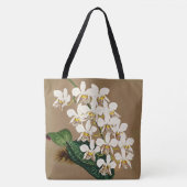 Witte orchideeën botanische afdrukken, Tan achterg Tote Bag (Voorkant)