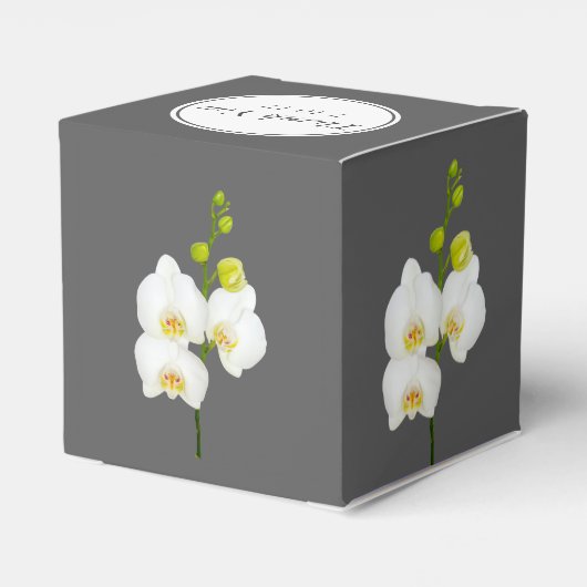 Witte orchideeën bruiloft dank u bedankdoosjes (Achterkant)