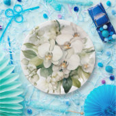 Witte orchideeën bruiloft papieren bordje (Feest)