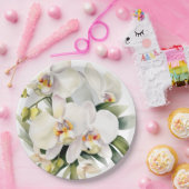 Witte orchideeën bruiloft papieren bordje (Feest)