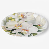 Witte orchideeën bruiloft papieren bordje (Gekanteld)