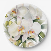 Witte orchideeën bruiloft papieren bordje (Voorkant)