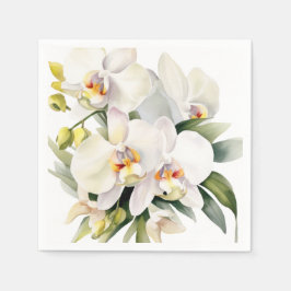 Witte orchideeën bruiloft servet