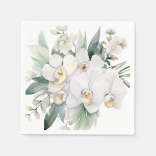 Witte orchideeën bruiloft servet