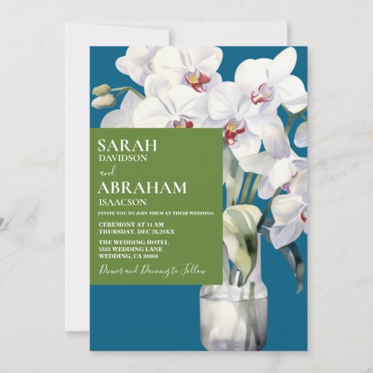 Witte Orchideeën bruiloft uitnodiging (Voorkant)