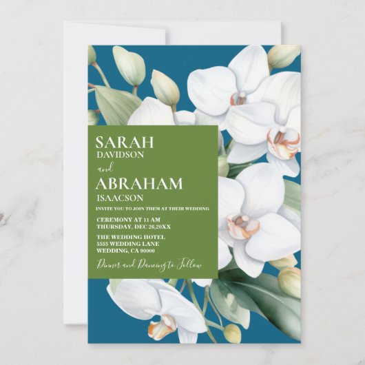 Witte Orchideeën bruiloft uitnodiging (Voorkant)