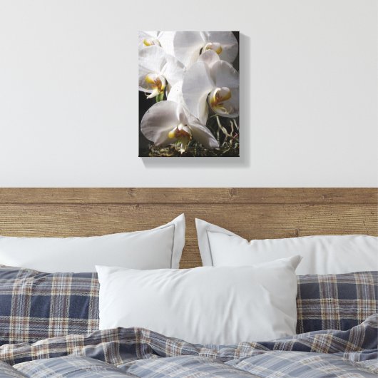 Witte orchideeën canvas afdruk (Insitu (Slaapkamer))