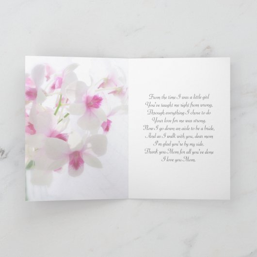 Witte orchideeën Dank je moeder voor mijn trouwen Bedankkaart (Binnen)